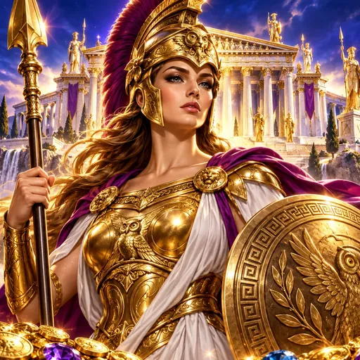 Almighty Athena Empire cover art with Greek gods and playing cards